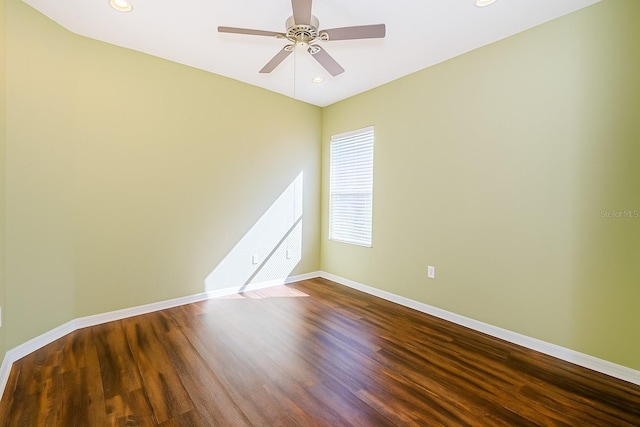 15925 Pond Rush Ct, Land O Lakes, FL 34638 - spare room featuring dark wood-type flooring, ceiling fan, and recessed lighting