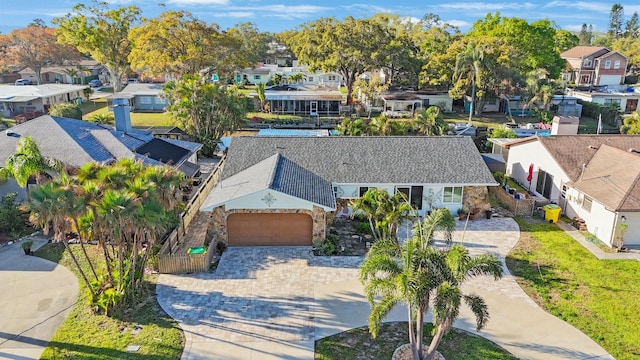 aerial view with a residential view