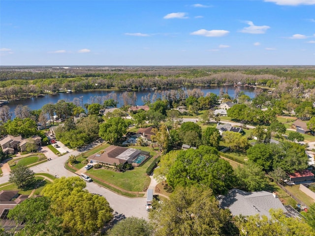 20315 Mid Ct, Lutz, FL 33558 - aerial view with a residential view, a water view, and a wooded view
