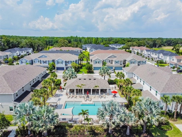 1018 Rose Blossom Ct, Tampa, FL 33613 - aerial perspective of suburban area featuring a pool