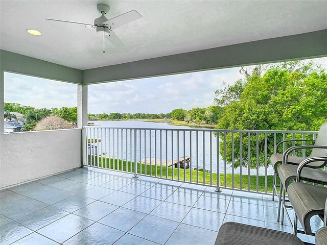 2327 Shirecrest Cove Way, Lutz, FL 33558 - balcony with a water view and a ceiling fan