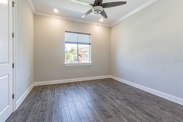 16 Franklin Ct S Unit A, Saint Petersburg, FL 33711 - unfurnished room featuring crown molding, dark wood-type flooring, baseboards, and ceiling fan