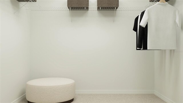 walk in closet featuring carpet