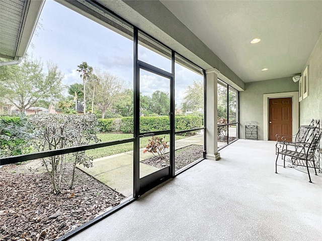 view of unfurnished sunroom