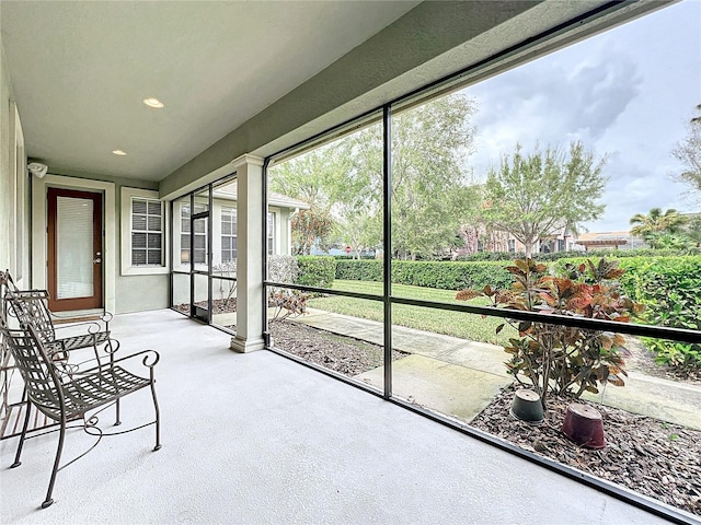 view of unfurnished sunroom