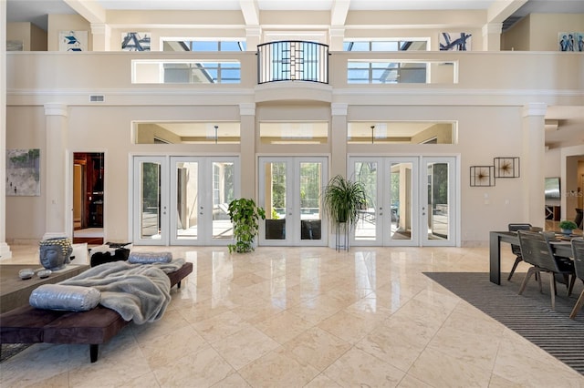 19005 Cour Ests, Lutz, FL 33558 - lobby featuring a high ceiling and beamed ceiling