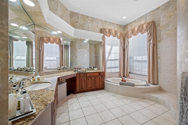 19005 Cour Ests, Lutz, FL 33558 - full bath with a garden tub, tile patterned flooring, and vanity