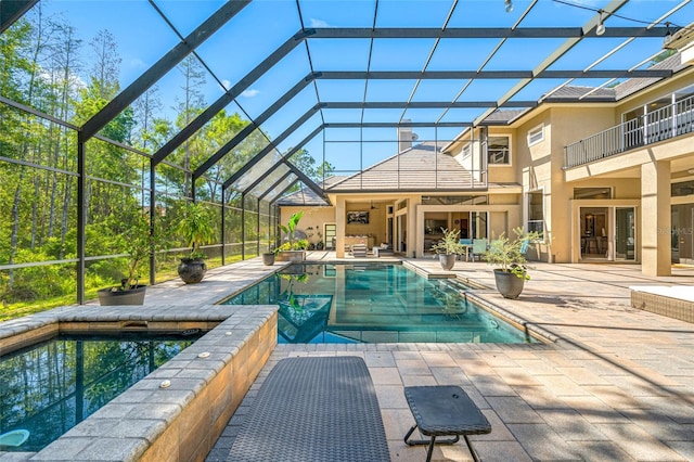 19005 Cour Ests, Lutz, FL 33558 - outdoor pool with a patio area and glass enclosure