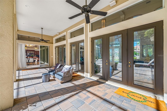 19005 Cour Ests, Lutz, FL 33558 - view of patio / terrace with french doors and a ceiling fan