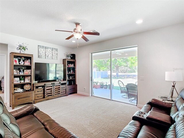 5235 SE 91st St, Ocala, FL 34480 - carpeted living area featuring recessed lighting, baseboards, and a ceiling fan