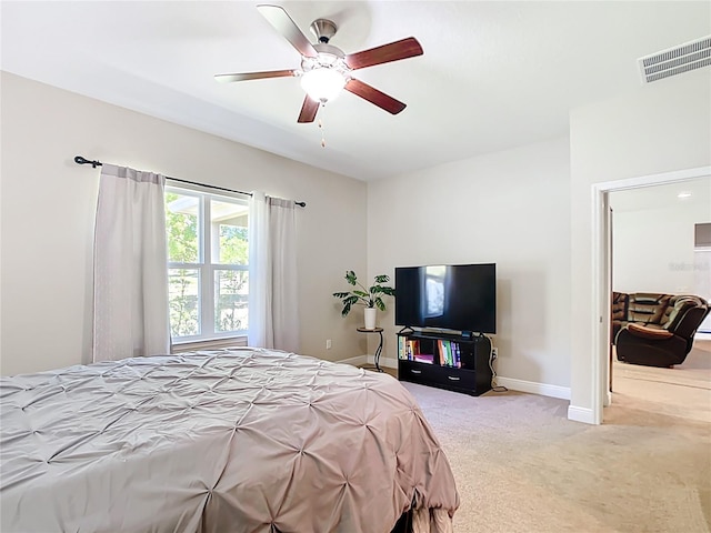 5235 SE 91st St, Ocala, FL 34480 - bedroom featuring visible vents, a ceiling fan, baseboards, and carpet floors