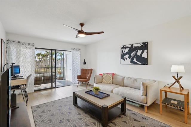 6277 Bahia Del Mar Blvd Unit 210, Saint Petersburg, FL 33715 - living area featuring ceiling fan, an office area, and light wood-type flooring