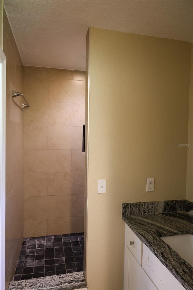 11233 51st Ave N, Saint Petersburg, FL 33708 - bathroom featuring a shower stall, vanity, and a textured ceiling