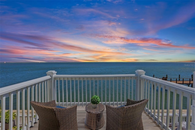 exterior space featuring a water view