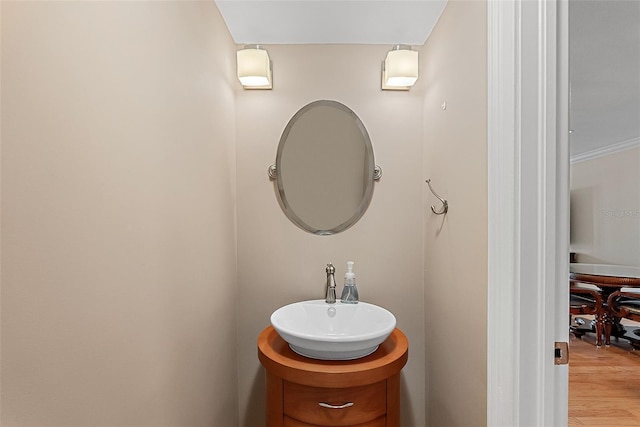 bathroom featuring a sink and wood finished floors