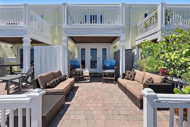 view of patio / terrace with french doors and outdoor lounge area