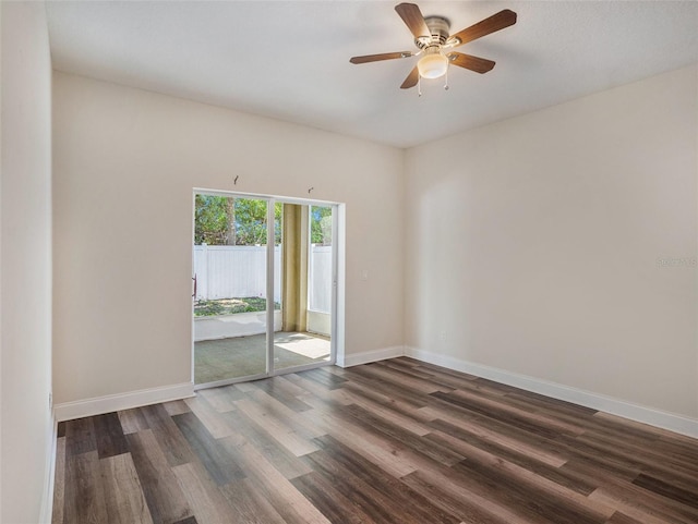 405 Laguna Mill Dr, Ruskin, FL 33570 - unfurnished room with dark wood-type flooring and ceiling fan