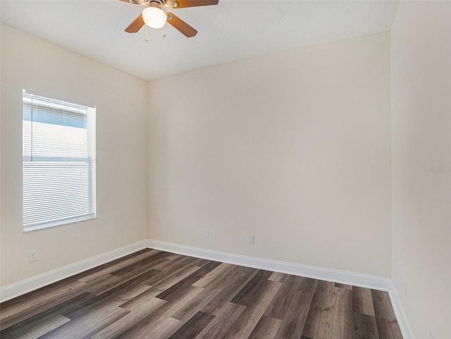 405 Laguna Mill Dr, Ruskin, FL 33570 - spare room with dark wood-style floors and ceiling fan