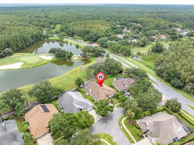 17503 Edinburgh Dr, Tampa, FL 33647 - birds eye view of property featuring a residential view, a wooded view, view of golf course, and a water view