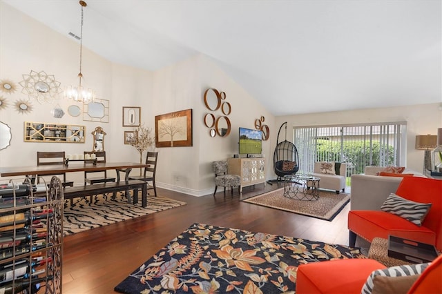 17503 Edinburgh Dr, Tampa, FL 33647 - living area featuring a chandelier, visible vents, and wood finished floors