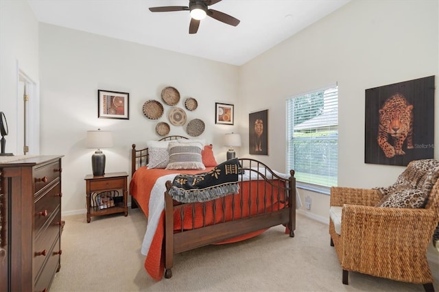 17503 Edinburgh Dr, Tampa, FL 33647 - bedroom with light colored carpet, a ceiling fan, and baseboards