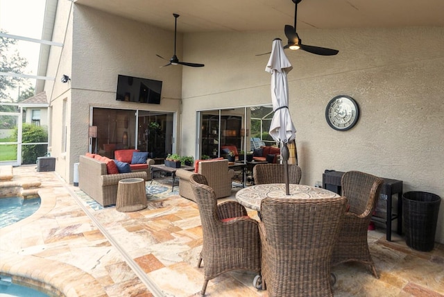 17503 Edinburgh Dr, Tampa, FL 33647 - view of patio with glass enclosure, an outdoor pool, and an outdoor hangout area