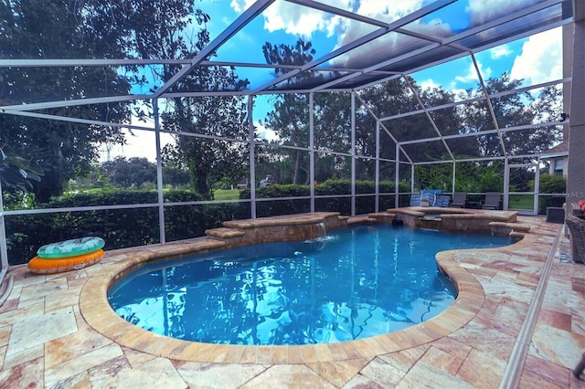 17503 Edinburgh Dr, Tampa, FL 33647 - view of pool featuring a patio, a lanai, and a pool with connected hot tub