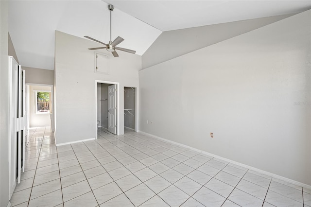 3310 W Swann Ave, Tampa, FL 33609 - unfurnished room with high vaulted ceiling, baseboards, and ceiling fan