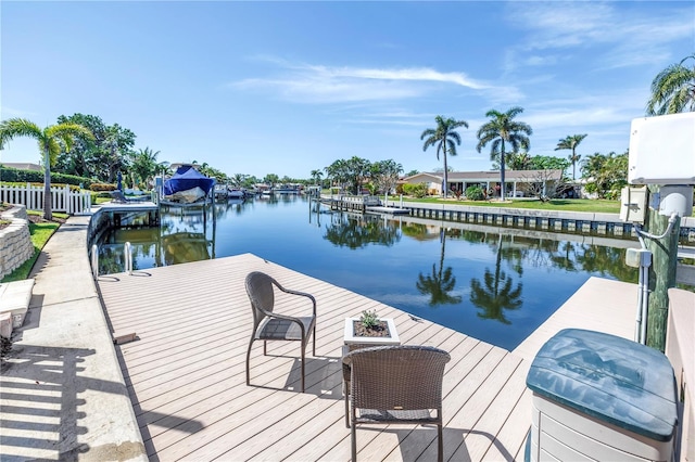 view of dock featuring a water view