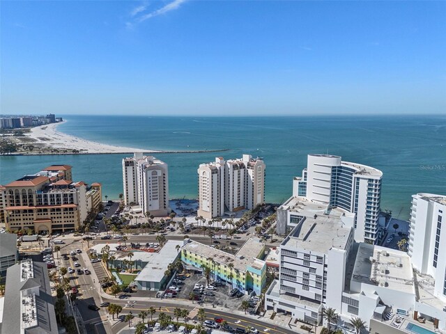 bird's eye view featuring a city view and a water view