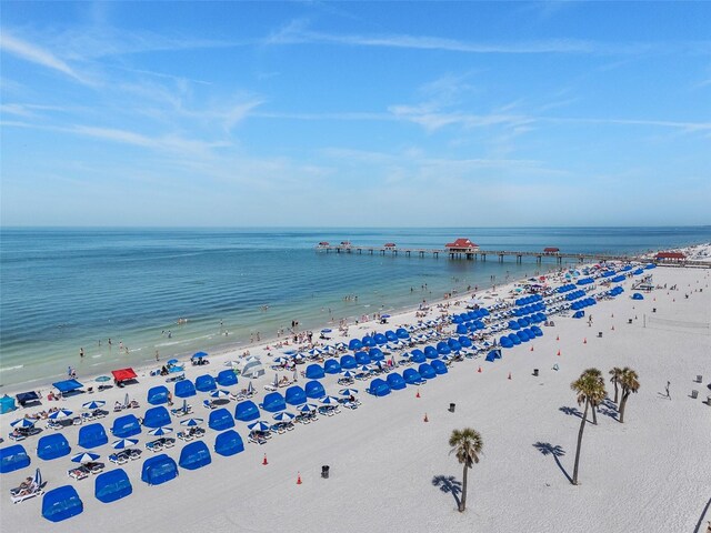 property view of water featuring a beach view