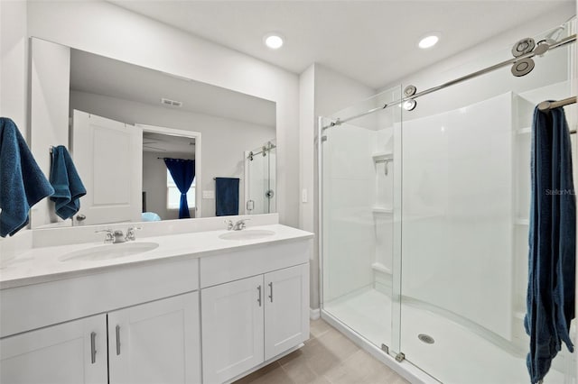 2760 Scarlet Bay Pl, Brandon, FL 33510 - full bath featuring a sink, double vanity, and a shower stall