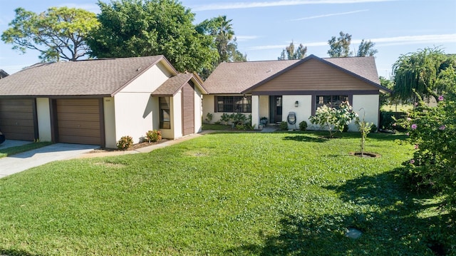 2254 Sequoia Dr, Clearwater, FL 33763 - ranch-style home featuring a front lawn, concrete driveway, a garage, and a shingled roof