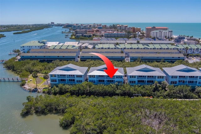 19829 Gulf Blvd Unit 601, Indian Shores, FL 33785 - drone / aerial view with a water view