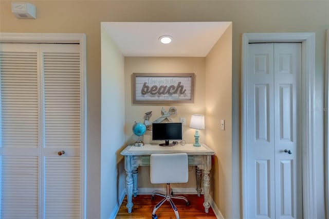 19829 Gulf Blvd Unit 601, Indian Shores, FL 33785 - home office featuring baseboards and wood finished floors