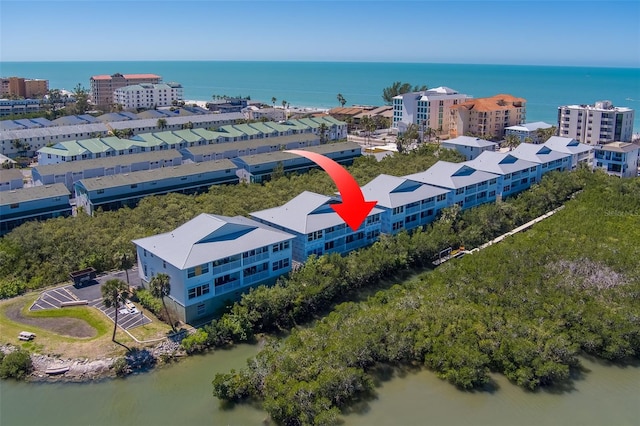 19829 Gulf Blvd Unit 601, Indian Shores, FL 33785 - drone / aerial view with a water view