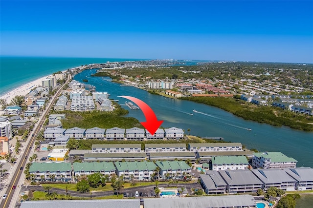 19829 Gulf Blvd Unit 601, Indian Shores, FL 33785 - bird's eye view featuring a water view