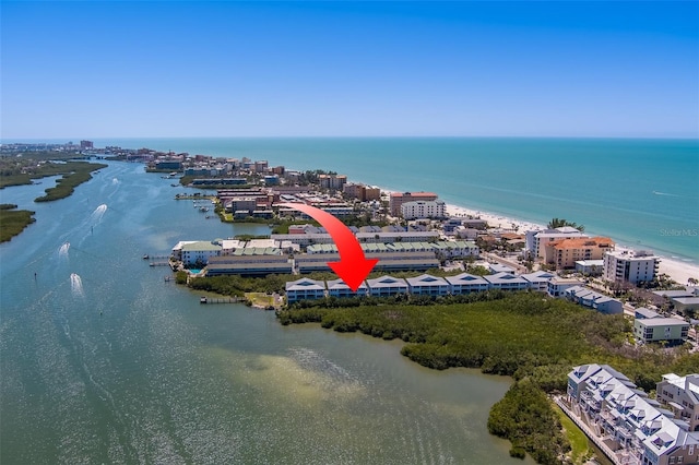 19829 Gulf Blvd Unit 601, Indian Shores, FL 33785 - drone / aerial view with a water view