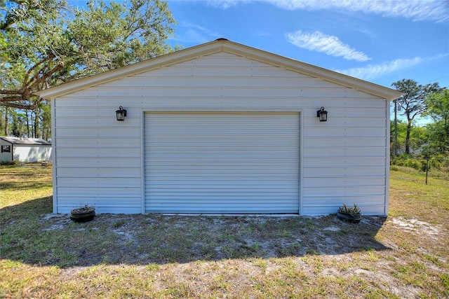 view of detached garage