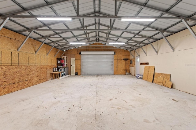 garage with metal wall