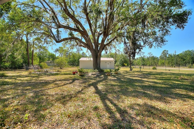 view of yard featuring an outbuilding