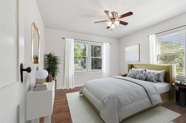1401 E N St, Tampa, FL 33604 - bedroom with dark wood-type flooring and a ceiling fan