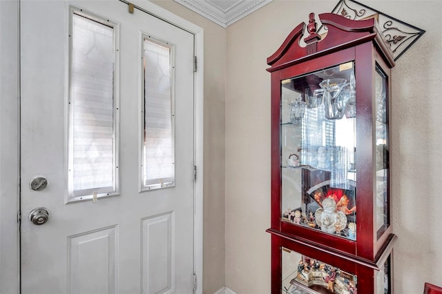 10035 Cherry Creek Ln, Port Richey, FL 34668 - doorway to outside with crown molding