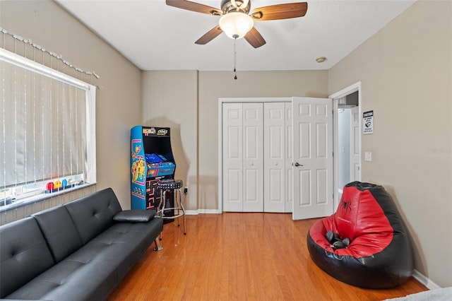 16340 Marquis Rd, Brooksville, FL 34614 - living area with baseboards, ceiling fan, and wood finished floors