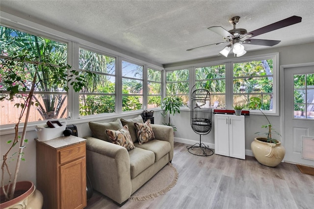 sunroom featuring a textured ceiling and wood finished floors
