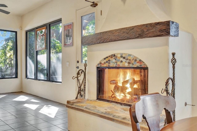 1108 W Charter St, Tampa, FL 33602 - living room with tile patterned flooring and ceiling fan