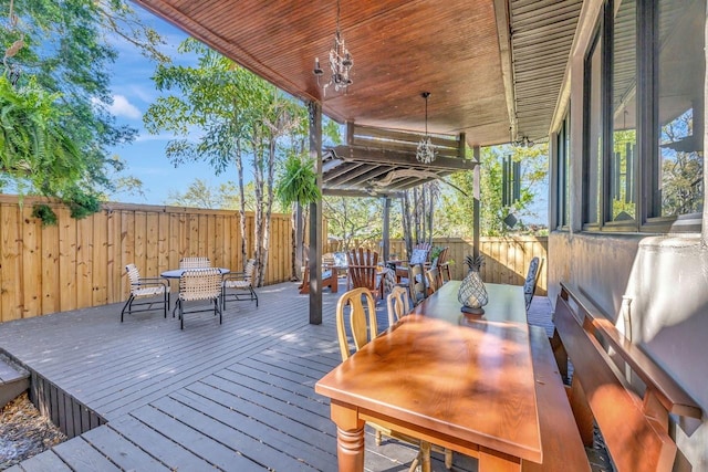 1108 W Charter St, Tampa, FL 33602 - wooden deck featuring outdoor dining area and a fenced backyard