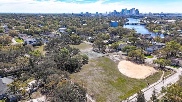 1108 W Charter St, Tampa, FL 33602 - aerial view of a large body of water, city skyline, and a notable bridge