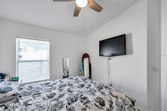 8528 Quarter Horse Dr, Riverview, FL 33578 - bedroom with lofted ceiling and ceiling fan