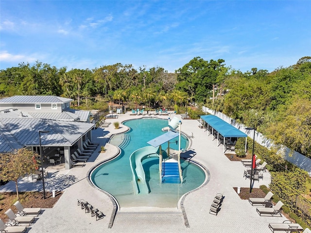 8528 Quarter Horse Dr, Riverview, FL 33578 - community pool with a water play area and a patio area